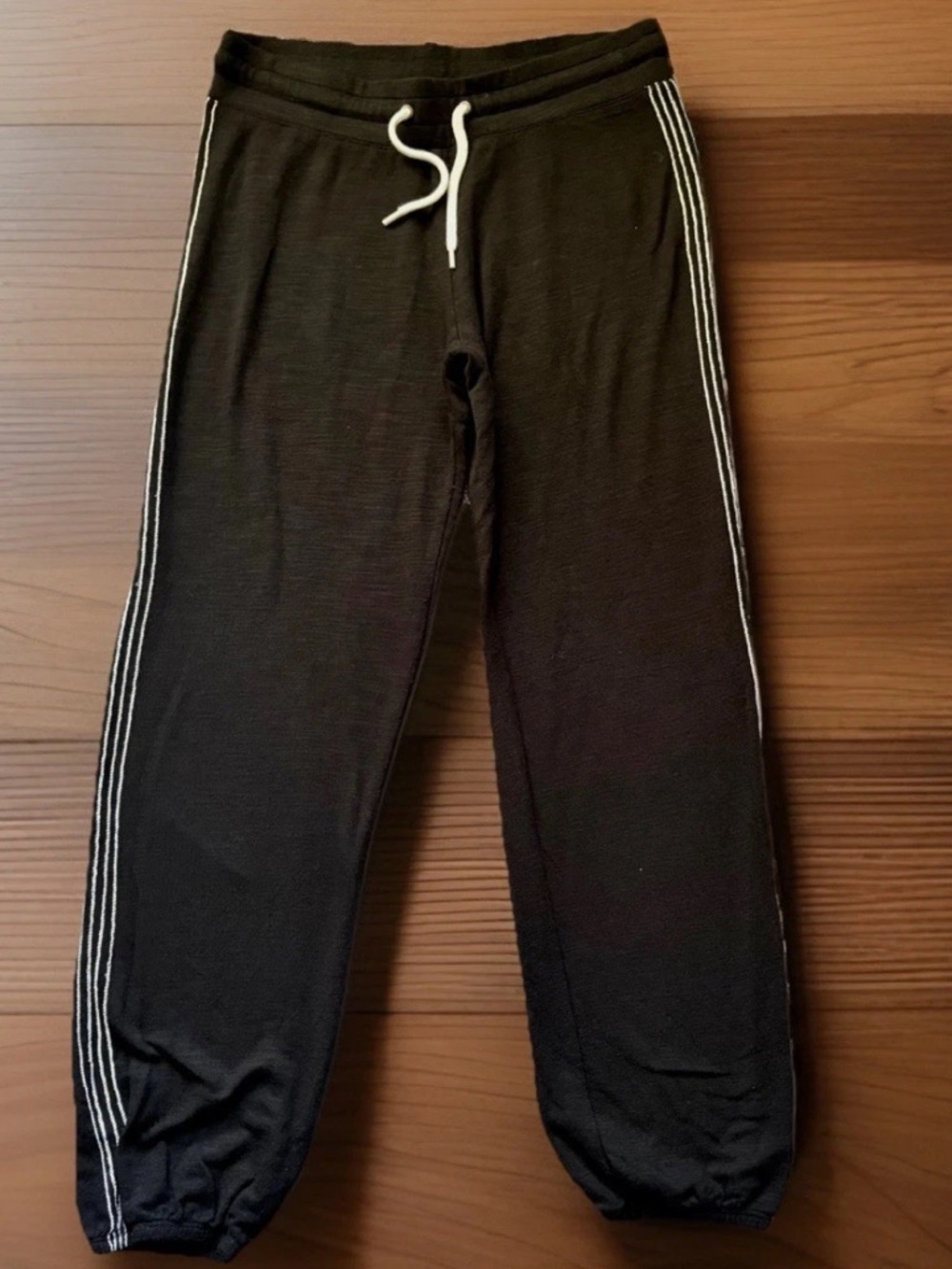 MONROW Joggers X-Small Black White Side Stripe BUTTER SOFT Drawstring Sweatpants